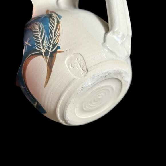 2 Vintage Moon & Star Art Pottery Hand Thrown Painted Incised Artist Signed Mugs - Picture 6 of 13